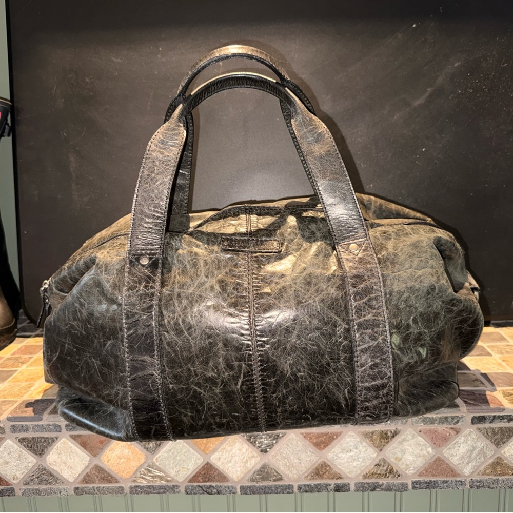 Fossil Soft Genuine Leather Travel Weekender Duffle Carry On Bag 20x10x12